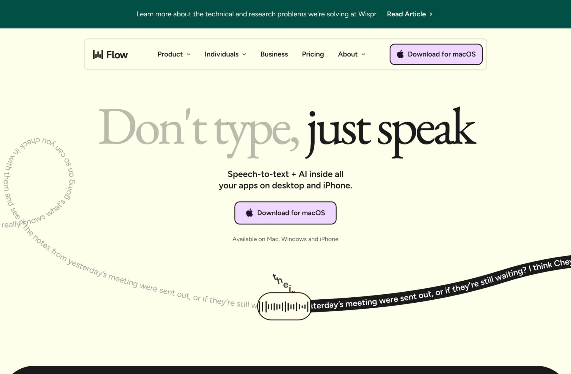 High‑accuracy dictation with WisprFlow